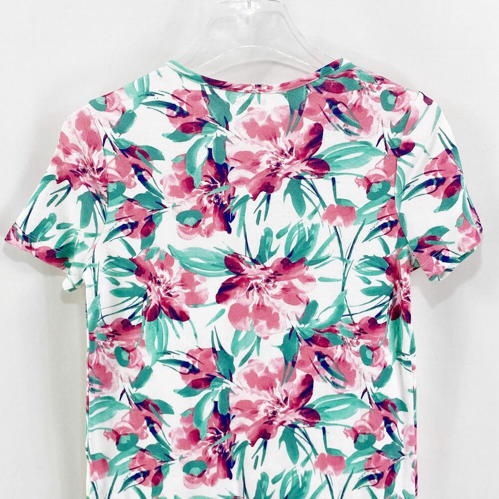 WHITE STAG White Water Color Floral Cotton Short Sleeve Top - Picture 9 of 9